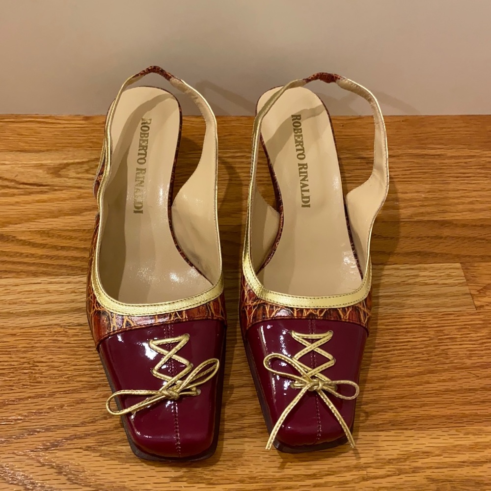 Roberto Rinaldi Leather Slingback Kitten Heels